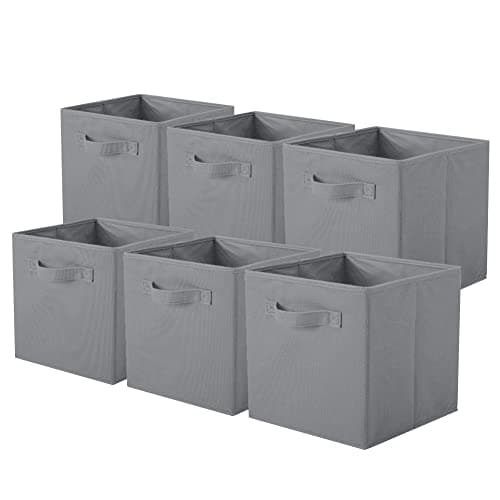 ShellKingdom Storage Bins, Fabric Cubes & Organizer Drawer, 6 Pack (Black+Beige+Grey)