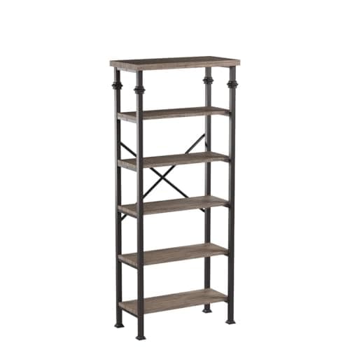 HOMBAZAAR Grey Industrial 6 Tier Bookshelf for Living Room, Office, Bedroom, Kitchen