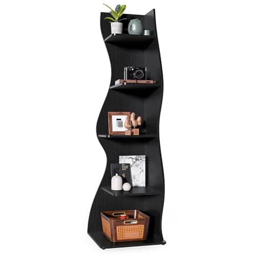 Little Tree Modern 5-Tier Wall Corner Bookshelf for Small Spaces