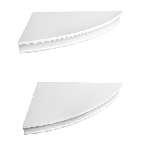 AHDECOR White Corner Shelves for Storage and Display in Living Room & Bedroom, Set of 2