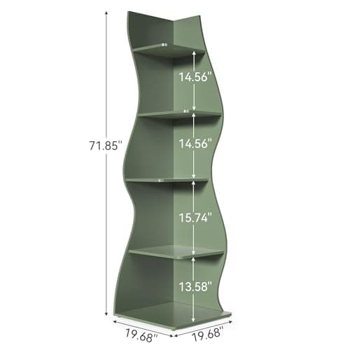 Little Tree Modern 5-Tier Wall Corner Bookshelf for Small Spaces