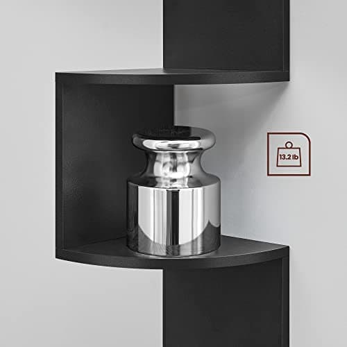 VASAGLE Ink Black 5-Tier Corner Wall Mount Shelf for Any Room