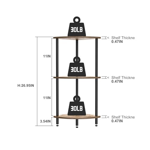 Rustic 3-Tier Corner Shelf for Small Spaces | Bedroom, Living Room, Kitchen