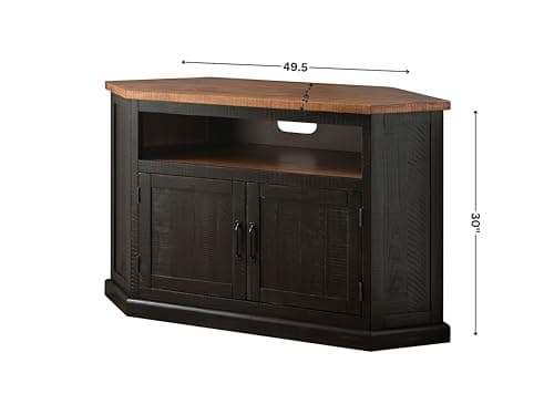 Rustic Corner TV Stand for Martin Svensson Home, Antique Black and Honey Tobacco