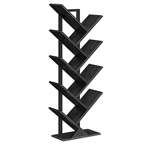 HOOBRO 9-Tier Rustic Brown Wooden Bookshelf for Living Room, Office, and Bedroom