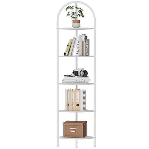 Homedy 6-Tier Arched Corner Shelf Stand, Industrial Brown & Black꽂'icon