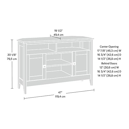 Sauder August Hill Corner TV Stand, Soft White Finish, for 50" TVs