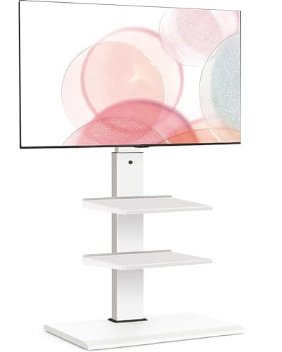FITUEYES Swivel Tilt Universal TV Stand, White, 32-75 Inch Screens