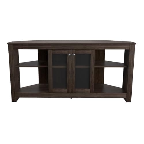 Inval Adjustable Smoke Oak Corner TV Stand for Up to 60" Screens