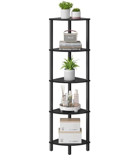 Industrial 5-Tier Corner Ladder Shelf, White, UJSJ001W