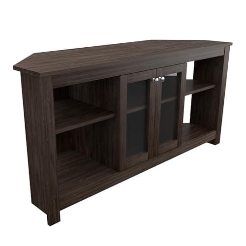 Inval Adjustable Smoke Oak Corner TV Stand for Up to 60" Screens