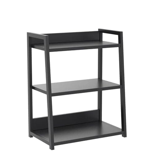 IOTXY Black Steel & Wood 3 Tier Floor-Standing Bookshelf, 50CM Width