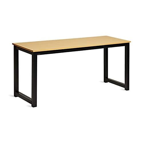 Decoholic 63-Inch Industrial Modern Home Office Desk with Storage Bag and Hook - Black and Sandalwood