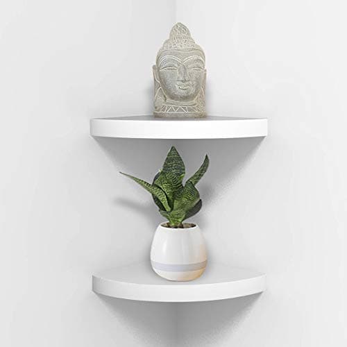 AHDECOR White Durable Floating Corner Shelves, Set of 2 for Organizing Décor