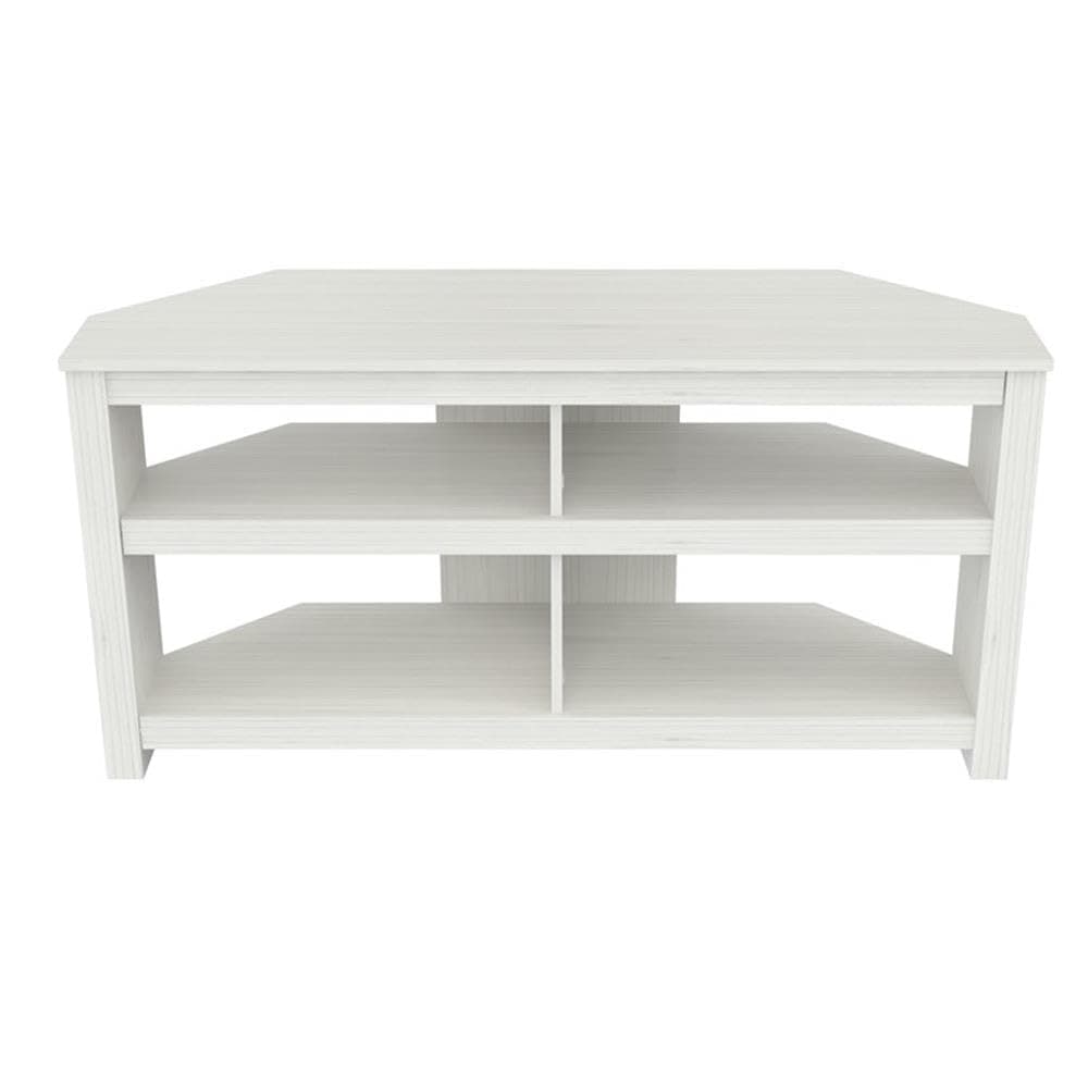 Inval MTV-16919 Wood TV Stand 60" Flat Screen, 4 Open Shelves, Washed Oak