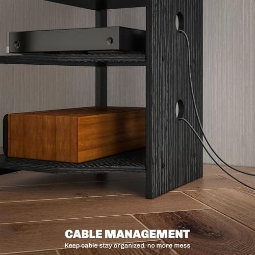 HOMCOM 4-Tier LED Media Stand with Cable Management for DVD Players, Game Consoles, and Streaming Devices - Black