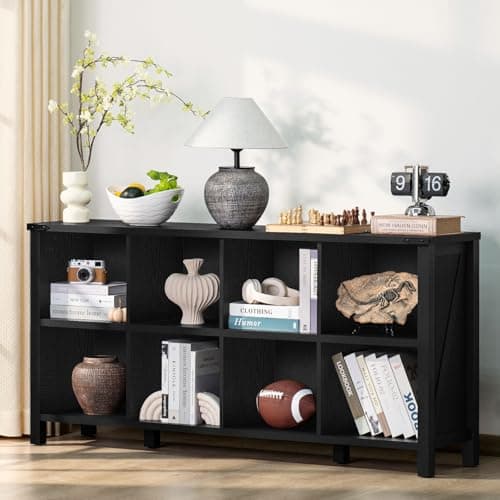 Navy Blue 47" Cube Bookcase with Legs for Entryway and Living Room
