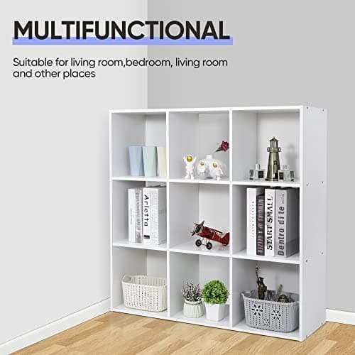 White Freestanding 3-Tier Open Wood Cube Storage Shelf with 5 Removable Panels