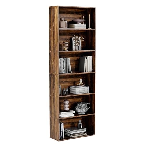 Tall 70.8" White Bookcase, 6-Tier Display Shelf for Living Room, Home Office