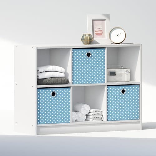 Furinno 6-Cube Multipurpose Storage Organizer Shelf, White/Black
