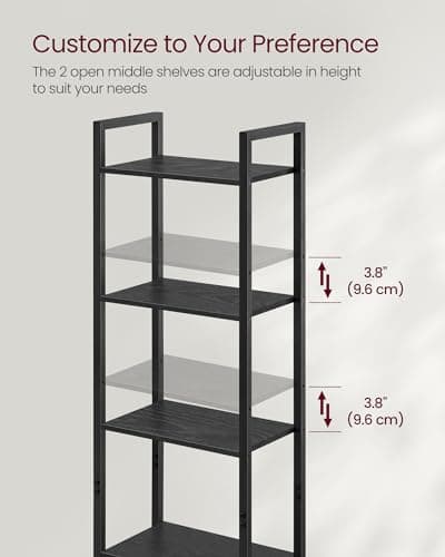 6-Tier Bookshelf with Door, Adjustable Shelves, Steel Frame