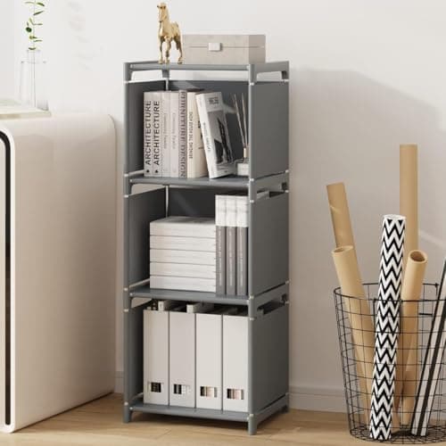 RIIPOO 4-Layer Storage Bookcase for Small Spaces | Versatile Bedroom Closet Organizer