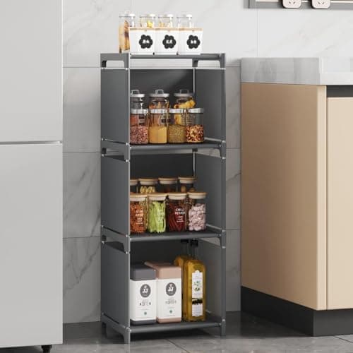 RIIPOO 4-Layer Storage Bookcase for Small Spaces | Versatile Bedroom Closet Organizer