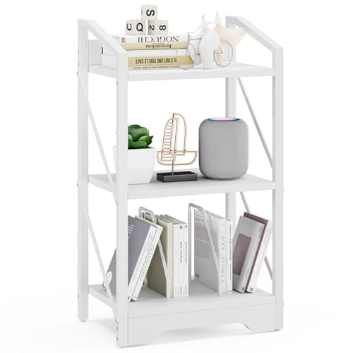 Vagusicc 3-Tier Industrial Metal Bookshelf, Brown, for Living Room and Home Office