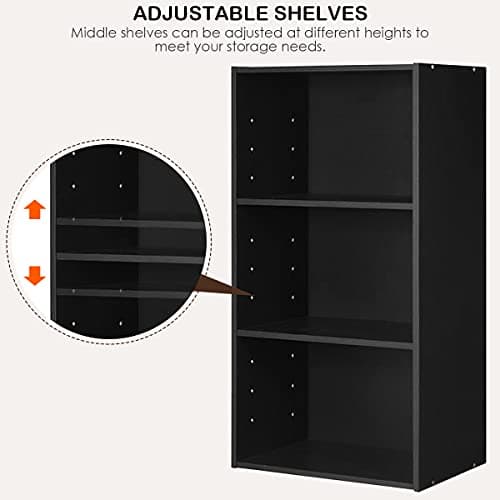Giantex 3-Shelf Black Bookcase for Home Office and Bedroom