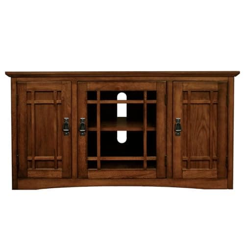 Leick Home 82385 Mission Oak Corner TV Stand with Storage
