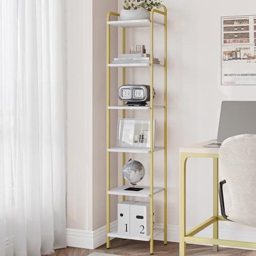 Rustic Brown and Black 5-Tier Narrow Bookshelf BC24501B
