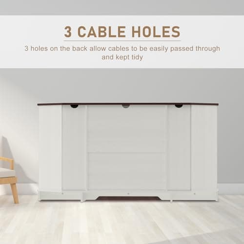Corner TV Stand for 65 TV with Sliding Barn Door - White Wood Media Console, 58x15.7x31H