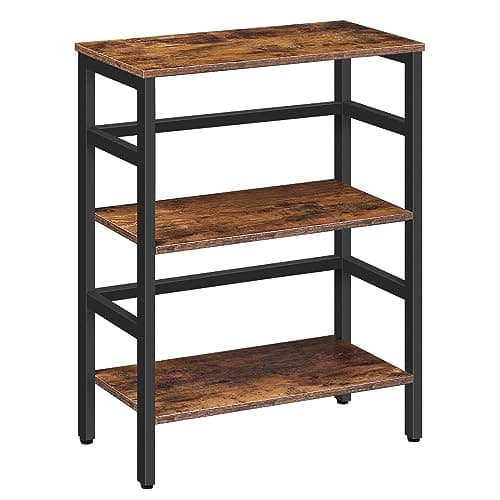 HOOBRO 3-Tier Rustic Brown Industrial Bookshelf