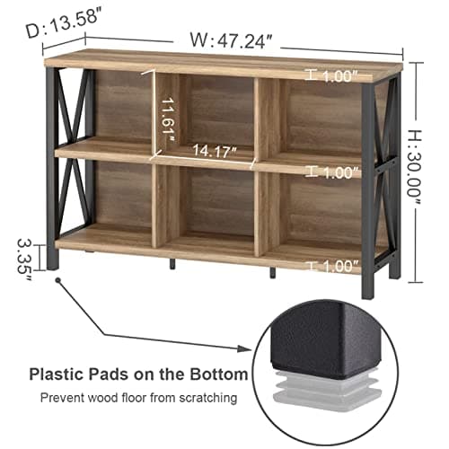 FATORRI Rustic Oak 6 Cube Storage Bookshelf Organizer