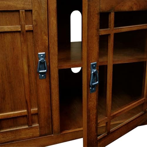 Leick Home 82385 Mission Oak Corner TV Stand with Storage