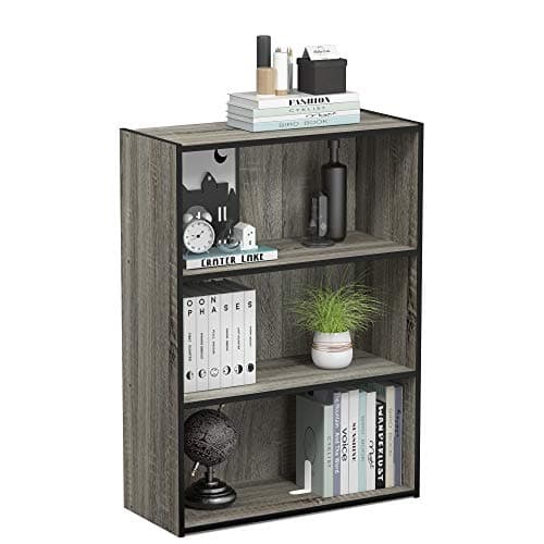 Furinno Pasir 3-Tier Grey French Oak Open Shelf Bookcase