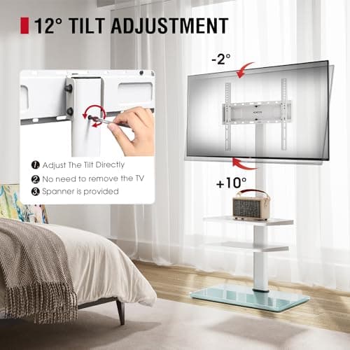 8 Level Adjustable Swivel TV Stand for 32-65" TVs, MAX VESA 400x400mm