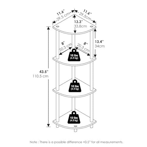 Furinno Turn-N-Tube 4-Tier Corner Grey/Black Display Rack