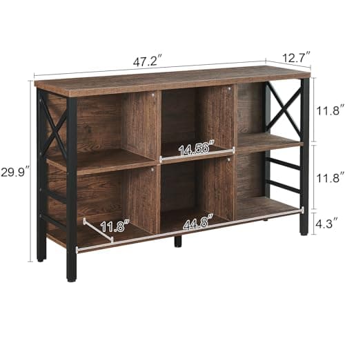 HOMBAZAAR Industrial Cube Storage Shelf, Brown, 6 Cubes, 3 Shelves