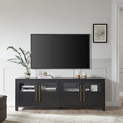 Henn&Hart Holbrook 68" Wide Black Grain TV Stand