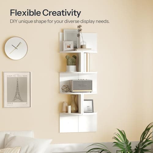HOOBRO White 4-Tier Wall-Mounted Corner Shelf Set, Living Room, Bedroom, Bathroom, Office