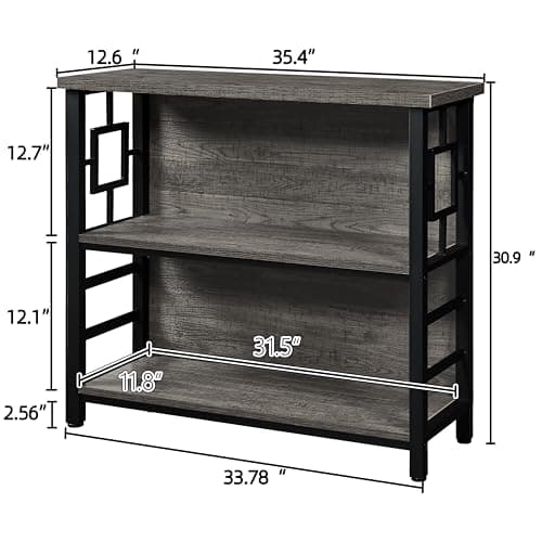 Short Bookshelf for Small Spaces: Engineered Wood and Metal Shelf Bookcase