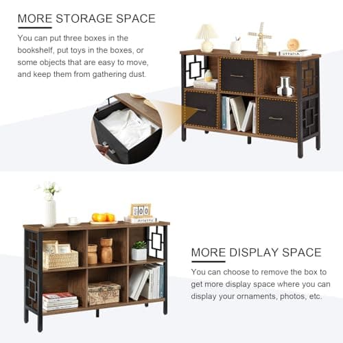 HOMISSUE Rustic 6 Cube Storage Organizer Shelf Brown for Living Room and Office