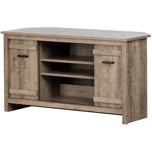 South Shore Weathered Oak Exhibit Corner Stand, Up to 42" TVs