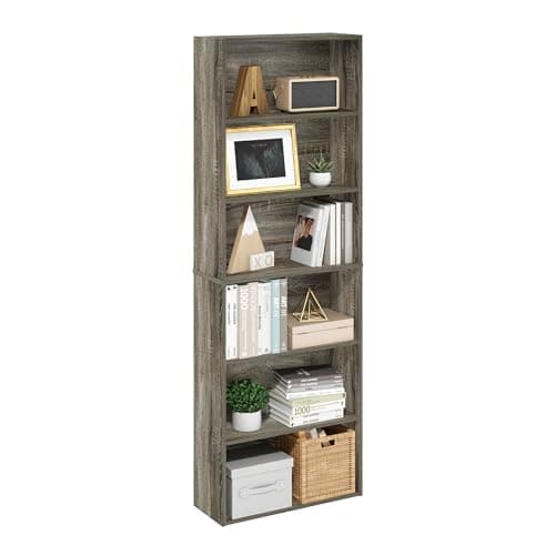 Furinno Jaya 6-Tier French Oak Free Standing Bookcase
