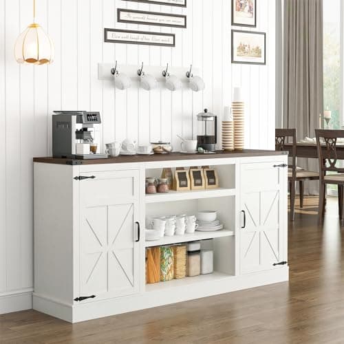 Rustic Farmhouse TV Stand for 65-75 Inch TVs with Power Outlets