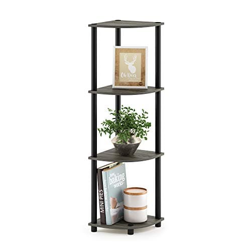 Furinno Turn-N-Tube 4-Tier Corner Grey/Black Display Rack