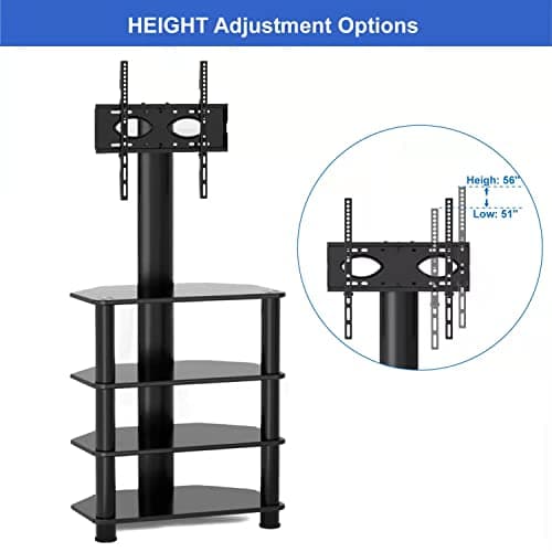 Tall TV Stand with Swivel Mount for 32-70" TVs - YOMT 4 Tier AV Rack