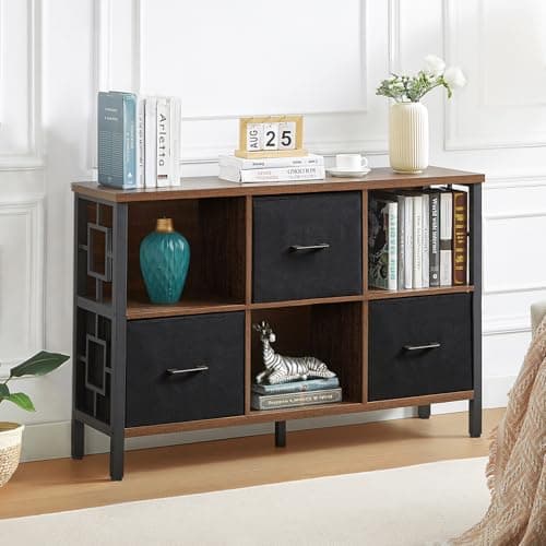 HOMISSUE Rustic 6 Cube Storage Organizer Shelf Brown for Living Room and Office
