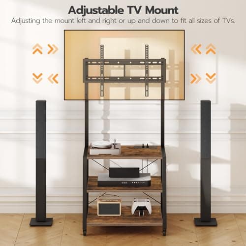 Rolling TV Stand for 55 inch TV, Corner Entertainment Center